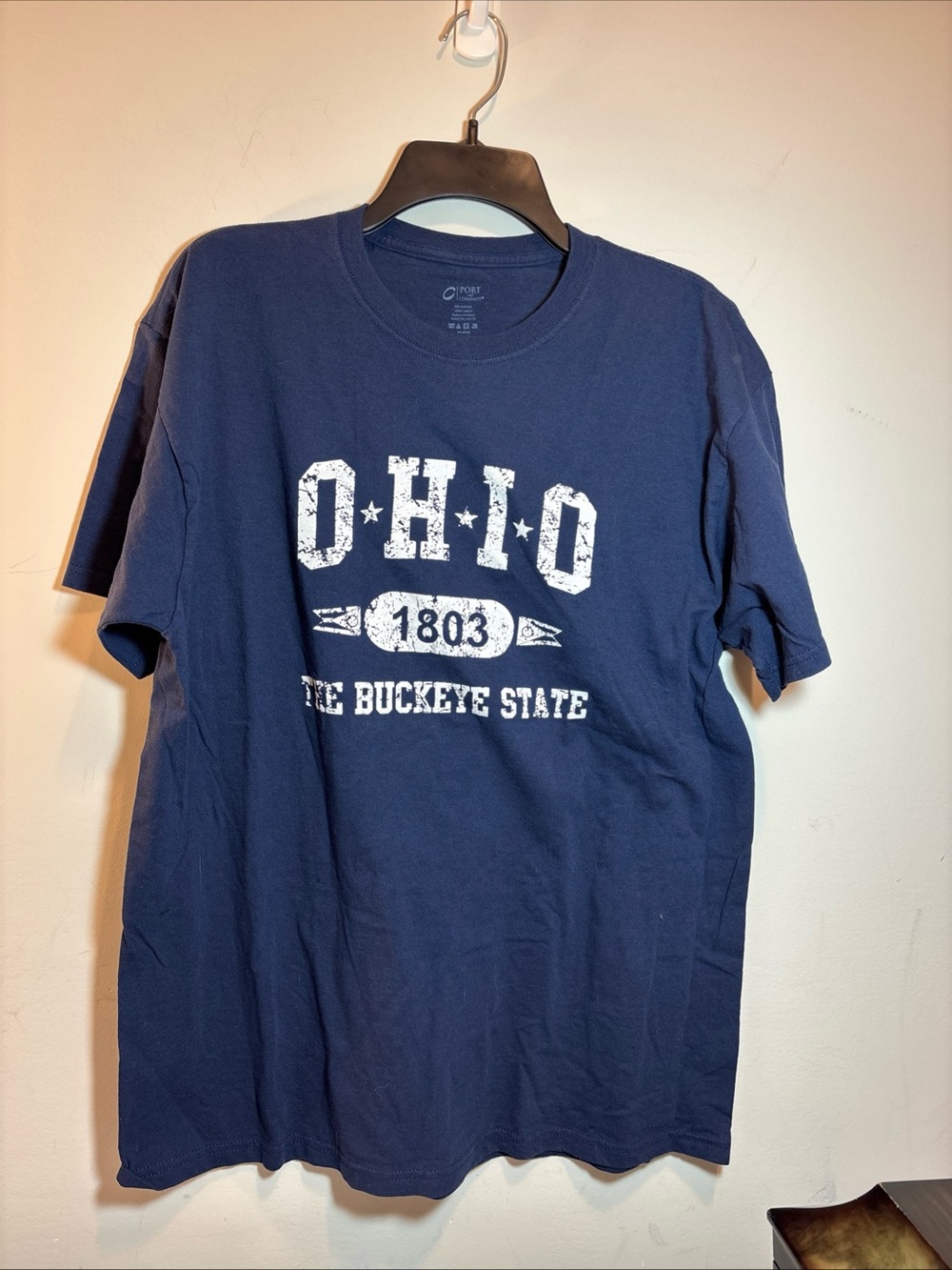Port and Company Navy Blue Ohio 1803 'The Buckeye State' Short Sleeve Tee 557